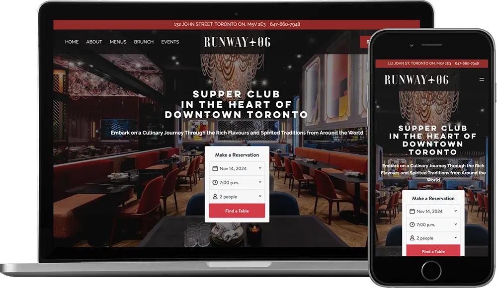 Bar website on laptop and phone