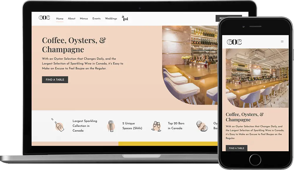 Restaurant website on laptop and phone