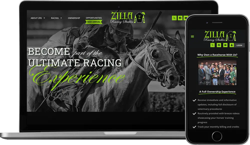 Saratoga racing website on laptop and phone