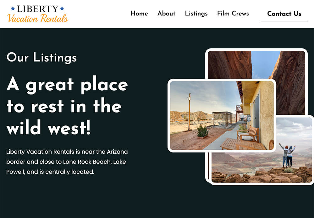 Liberty Vacation Rentals website