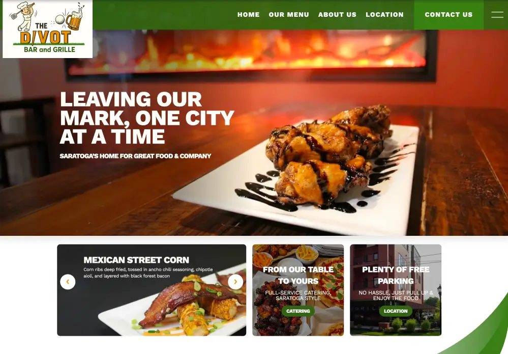 The Divot Bar and Grille website