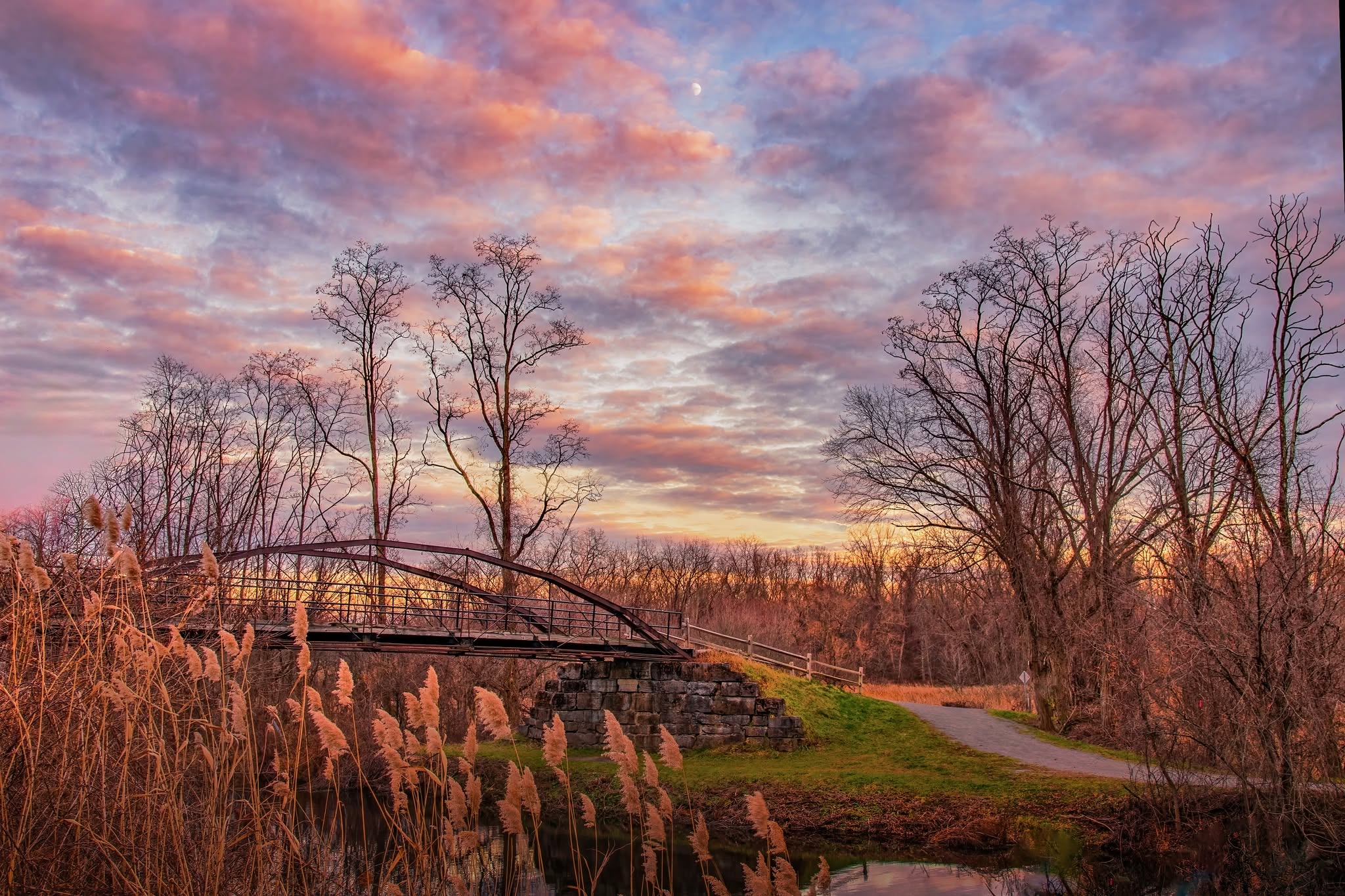 Cotton Candy Skies over Whipple Bridge by Janice Pritchett, winner of the 2025 Vischer Ferry photo contest