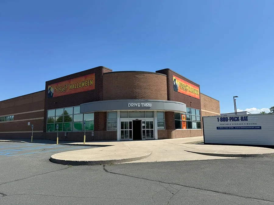 Spirit Halloween signage outside the former Rite Aid building in Clifton Park before the store opened